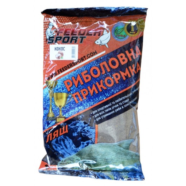 Рыбацкая прикормка, Feeder Sport Лещ, 1кг, вкус Кокос, цвет черный